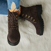 Trendy Suede Lace-Up Snow Boots Oshnow